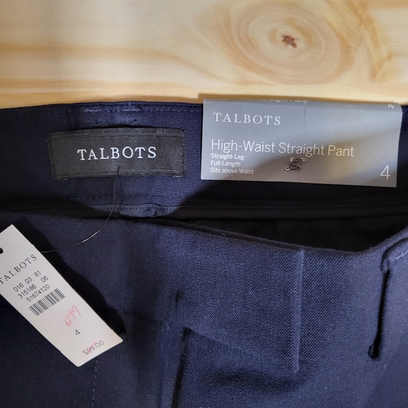 SOLD - Talbots Navy Blue High Waist Straight Pants Size 4 - Picture 6 of 7